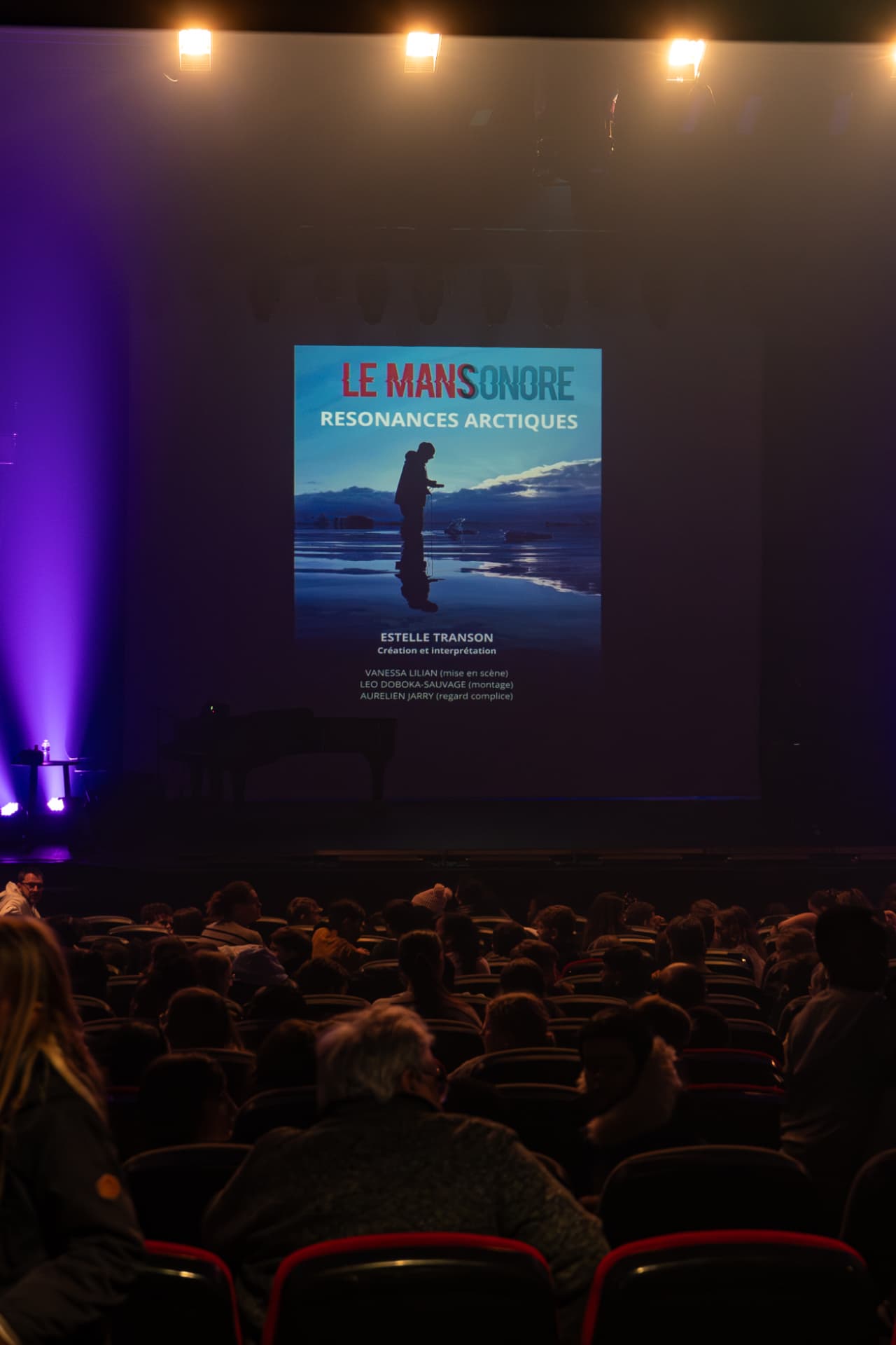 Affiche de Résonances arctiques projetée en grand format dans la salle